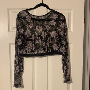 Floral Sheer Black Blouse